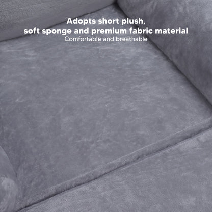 Foldable Kids Sofa Chair with Wide Handle & Soft Breathable Fabric Suitable for Reading, Relaxing, Sleeping - Modern 2-Layer Toddler Bed/Nursing Chair, Gray Furniture for Room, No Assembly Required