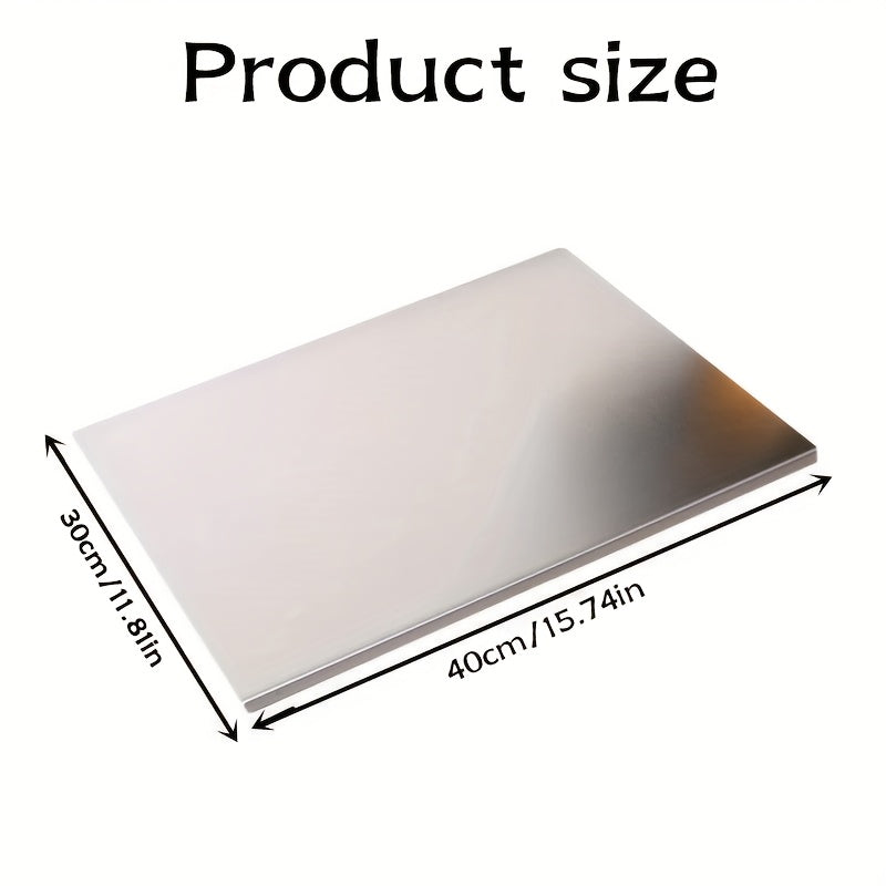 1pc of 304 Stainless Steel Cutting Board, Cutting Board with Folded Edges, Stainless Steel Cooked Food Board, Household Kitchen Kneading Board, Kitchen Supplies, Rolling Board, Multifunctional Cutting Board, Essential for Kitchen