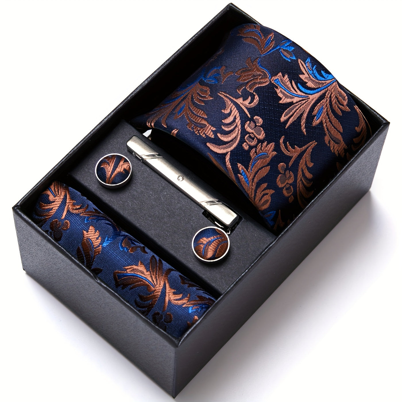 Men Men Black Paisley Tie Wedding Gift Box Tie Pocket Squares Set Necktie Box Suit Additions Fit Wedding