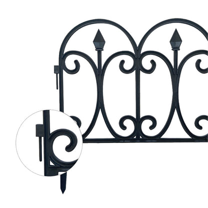 6 Packs - European Plastic Garden Fence, Wrought Iron Effect Garden Fence Practical Garden Fence, Durable, Can Withstand The Weather, Black Size: 60x33cm/23.62x12.99inch.