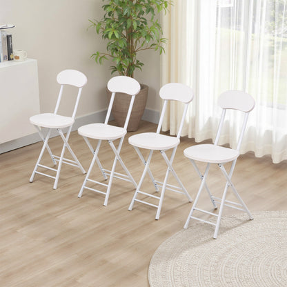 2 or 4 White Dining Chairs with Metal Frame and Wood, Folding Single Chairs Space Saving, Multifunctional Chairs for Outdoor and Indoor Furniture Chairs
