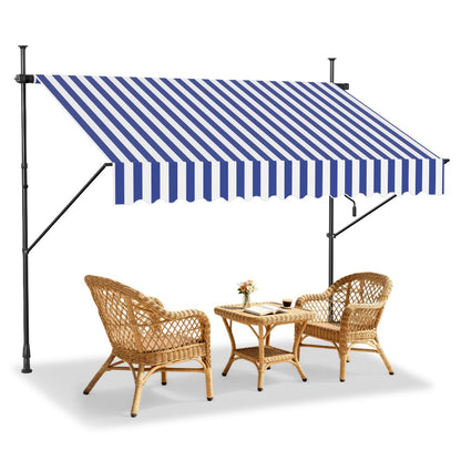 Retractable Awning 200x120cm Hand Crank | No Drilling Clamp Fit | UV Resistant 180g/m² PU Coated | 0-90° Tilt Height 1.75-3m | Patio Balcony Sun Shade | 4 Colours
