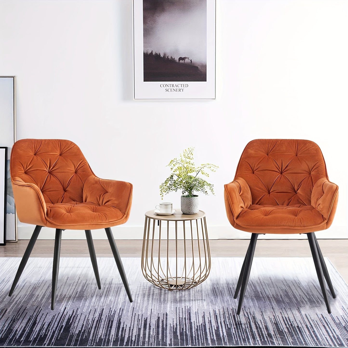 Contemporary Upholstered Velvet Dining Chairs Featuring Armrests, Suitable for Kitchens, Leisure Lounges, Living Rooms, Bedrooms, And Reception Areas