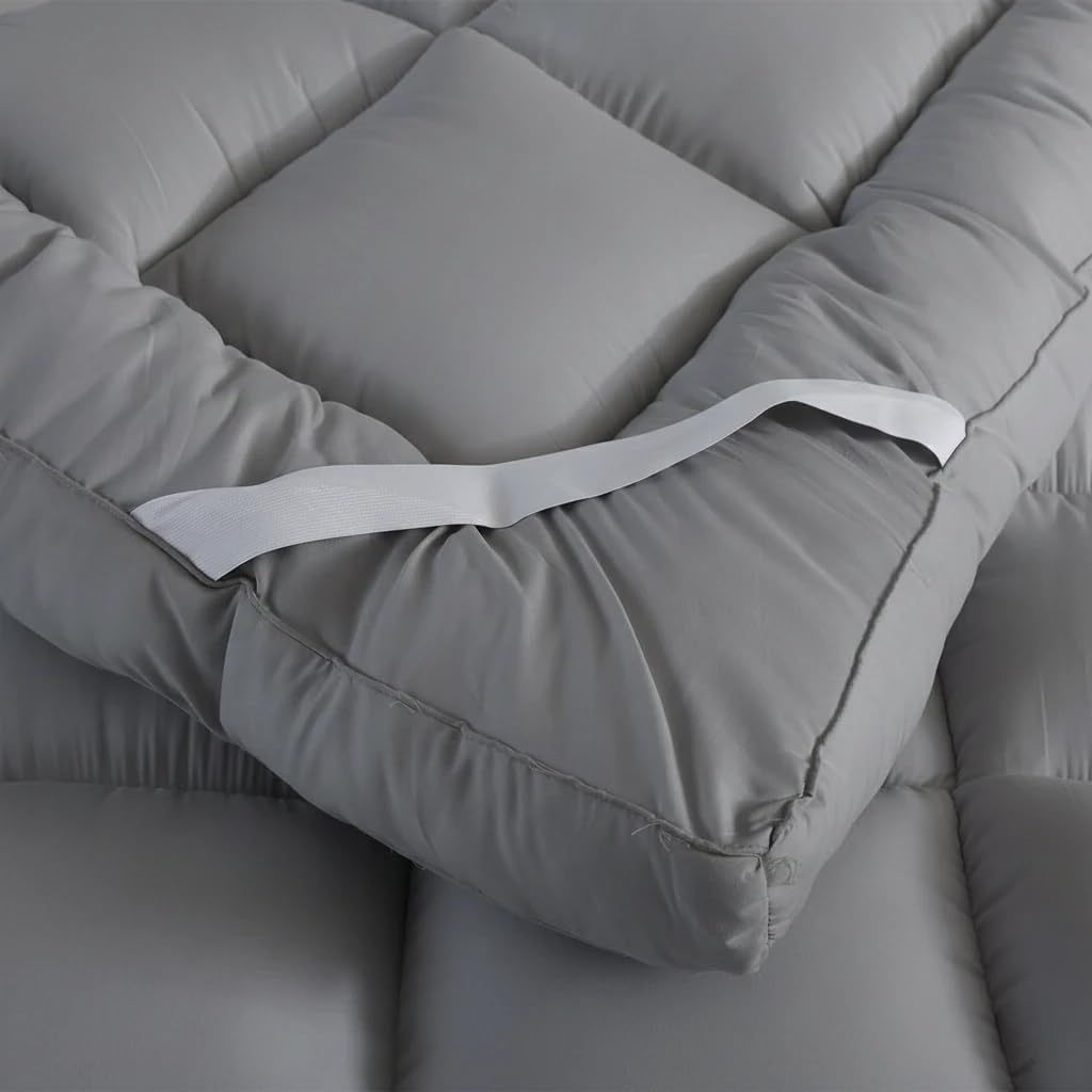 Mattress Topper Double Bed (4 Inch/10 cm) Extra Deep Hotel Quality Breathable Bed Topper Quilted Luxury Comfort with Elasticated Straps