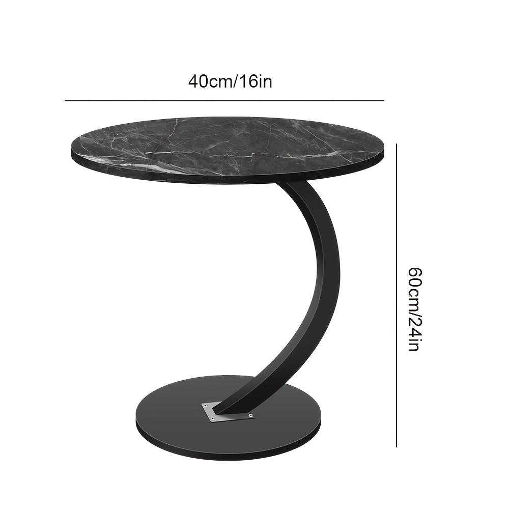 Table And Drawer Storage 1pc Blackstone Round Single-Level Sofa Side Table New Round Sofa Table Durable Density Board Bedroom Multi-Functional Side Table Metal Frame Space Saving Perfect for Living Room Sofa And Bedroom