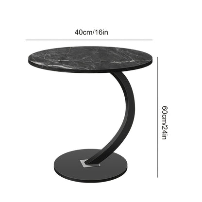 Table And Drawer Storage 1pc Blackstone Round Single-Level Sofa Side Table New Round Sofa Table Durable Density Board Bedroom Multi-Functional Side Table Metal Frame Space Saving Perfect for Living Room Sofa And Bedroom