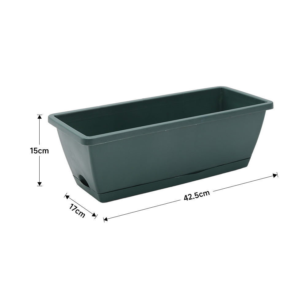 Balcony Vegetable Planter Box Set of 5 – Long Strip Plastic Window Box with Drainage & Tray, 2 Sizes, 4 Colours, for Herbs, Flowers & Succulents, Windowsill & Patio UK