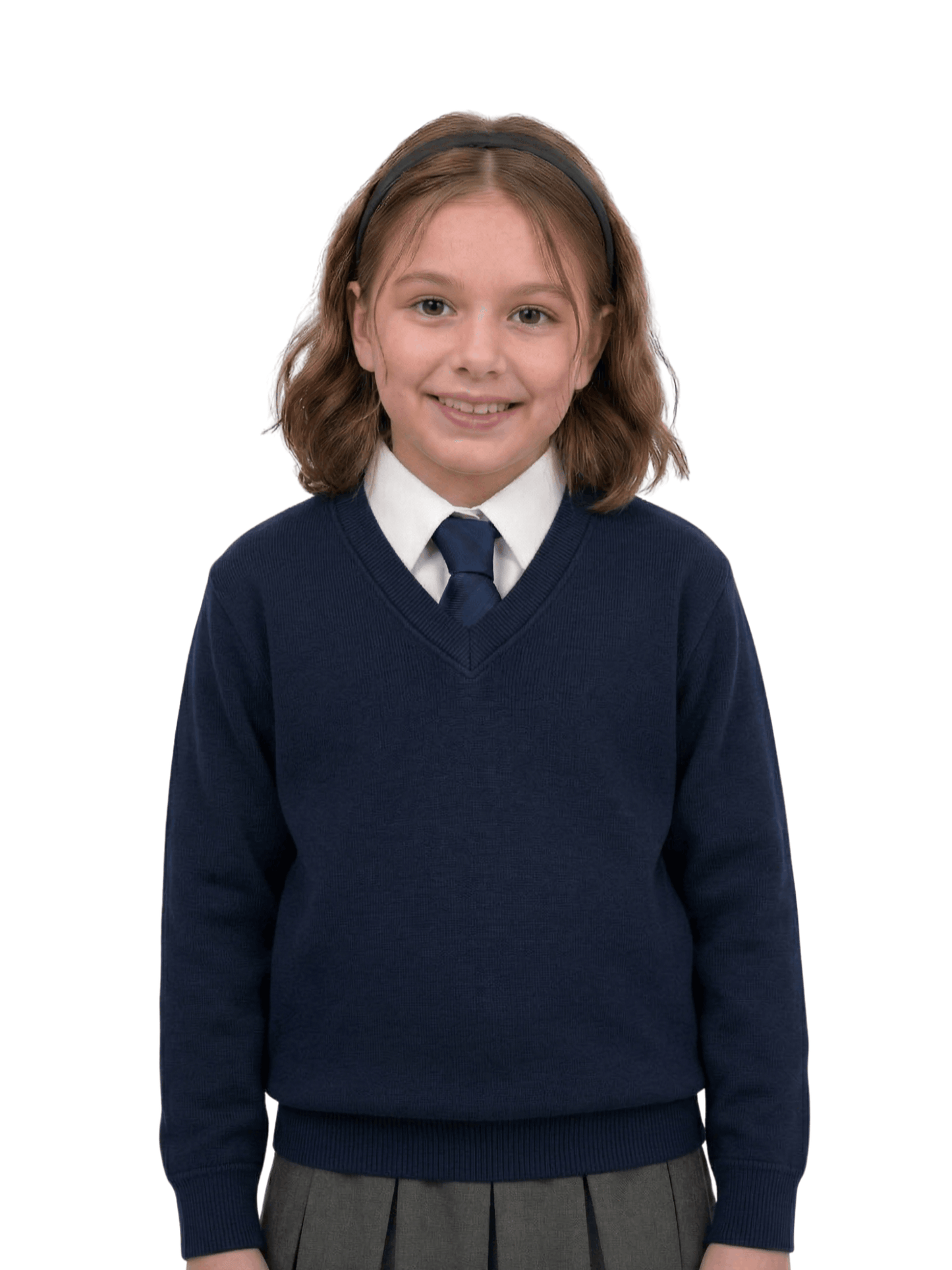 GW CLASSY OUTFIT Boys & Girls V-Neck School Jumper – Kids Unisex Long Sleeve Fleece Uniform Soft & Comfortable Sweatshirt