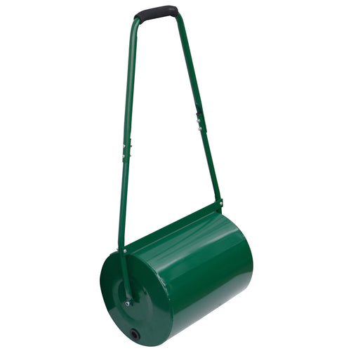 Heavy Duty Garden Grass Lawn Roller - Large Water or Sand Filled Drum, Galvanized Steel Construction, Scraper Bar & Collapsible Handle for Levelling Uneven Ground - Green