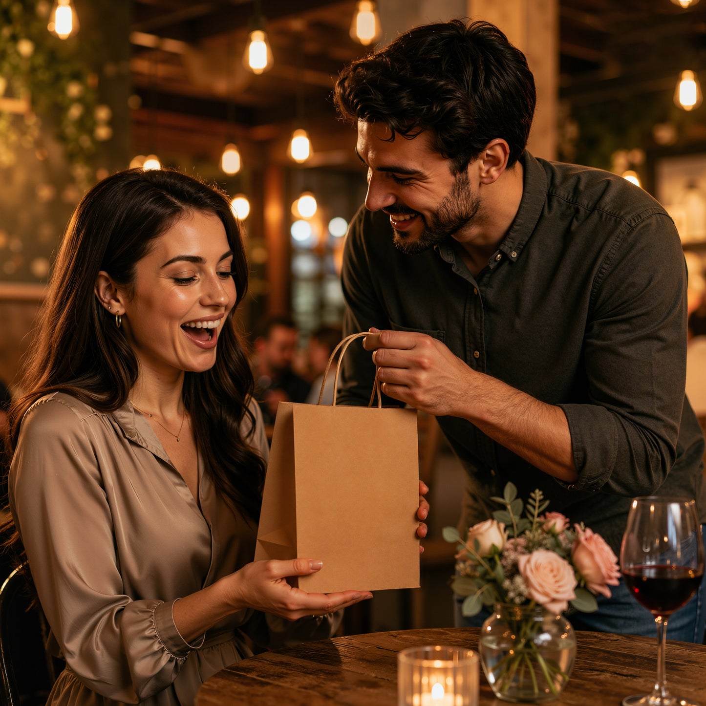 100-Pack Kraft Paper Bags with Handles – Ideal for Gift Wrapping, Parties, Holiday Celebrations & Retail Use