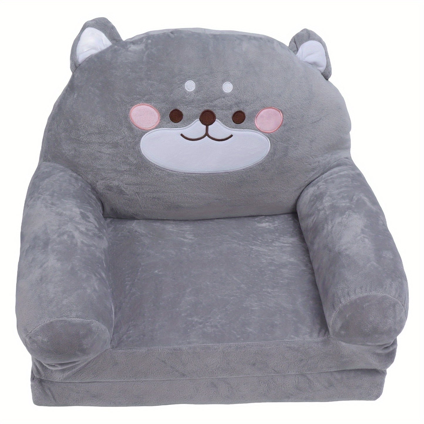 Foldable Kids Sofa Chair with Wide Handle & Soft Breathable Fabric Suitable for Reading, Relaxing, Sleeping - Modern 2-Layer Toddler Bed/Nursing Chair, Gray Furniture for Room, No Assembly Required