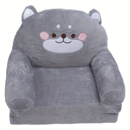Foldable Kids Sofa Chair with Wide Handle & Soft Breathable Fabric Suitable for Reading, Relaxing, Sleeping - Modern 2-Layer Toddler Bed/Nursing Chair, Gray Furniture for Room, No Assembly Required