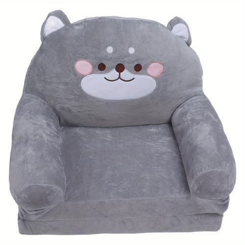 Foldable Kids Sofa Chair with Wide Handle & Soft Breathable Fabric Suitable for Reading, Relaxing, Sleeping - Modern 2-Layer Toddler Bed/Nursing Chair, Gray Furniture for Room, No Assembly Required