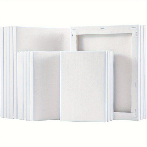 20-Pack Stretched Canvas Set -100% Cotton Primed White Painting Canvases-10pack 13*18cm,10pack 20*25cm