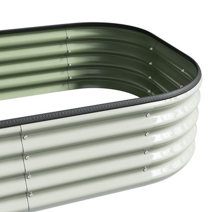 Galvanized Planter Garden Boxes Outdoor, Oval Large Metal Galvanized Raised Garden Bed for Vegetables, 2 Sizes 2 Colours Available