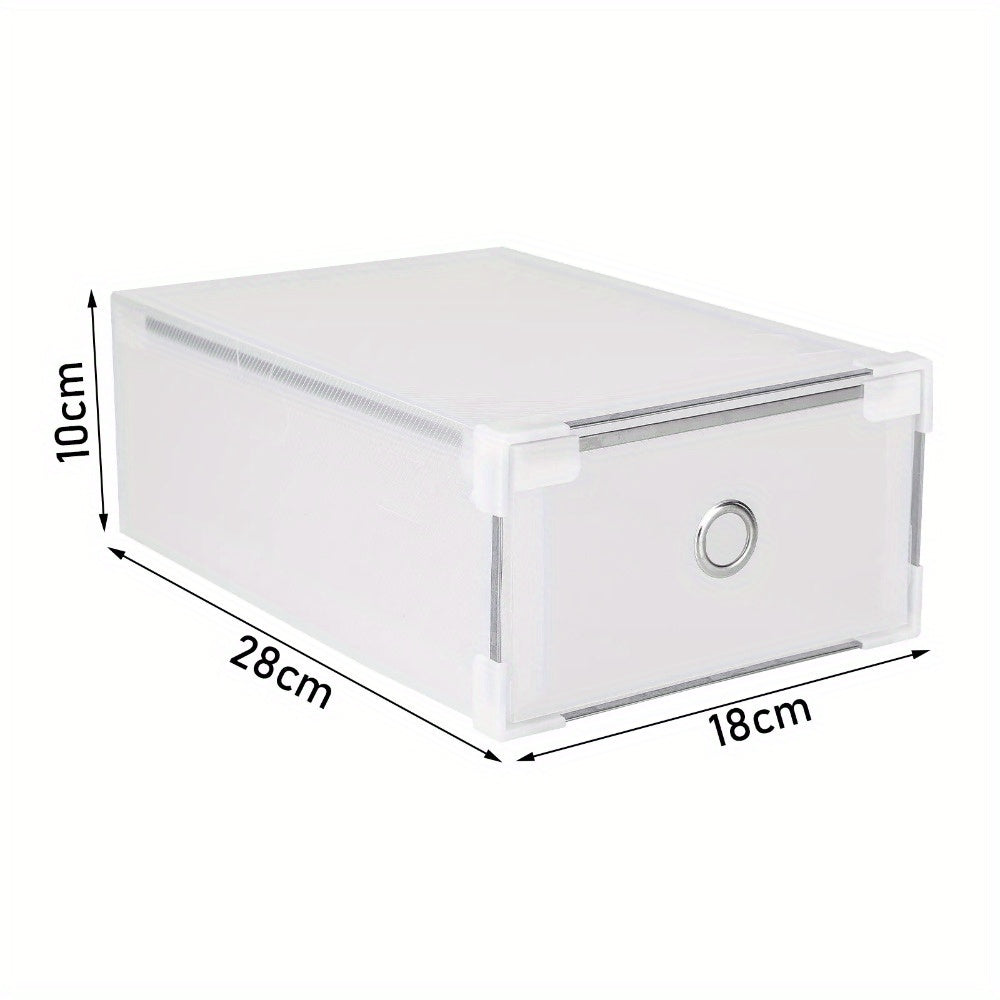 10pcs Clear Shoe Boxes Foldable Shoe Organiser Plastic Shoe Storage Box Transparent Drawer Stackable Storage Cabinet 31 x 20 x 11cm for Shoes File Dress or Toys Storage, Shoe Storage Organizer