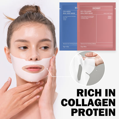 10pcs Collagen Powerful Moisturizing Facial Mask Set Can Deeply Moisturize Skin, Make Face More Moist, Delicate, Bright, Rich in Collagen, Say Goodbye to Dry, Dull, Loose Skin, Facial Skin Care, Collagen Facial Mask