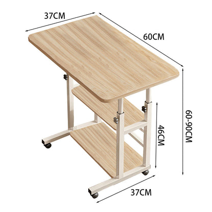 Multi-Purpose Sofa Side Table, 3-Tier Desk, Study And Reading Table, Laptop Desk, Movable Workbench with Storage Shelf, Height-Adjustable, Movable Dining Table, Bedside Table, Study Table, Home Bedroom Office Desk, 14.6*23.6*23.6-35.4 Inches