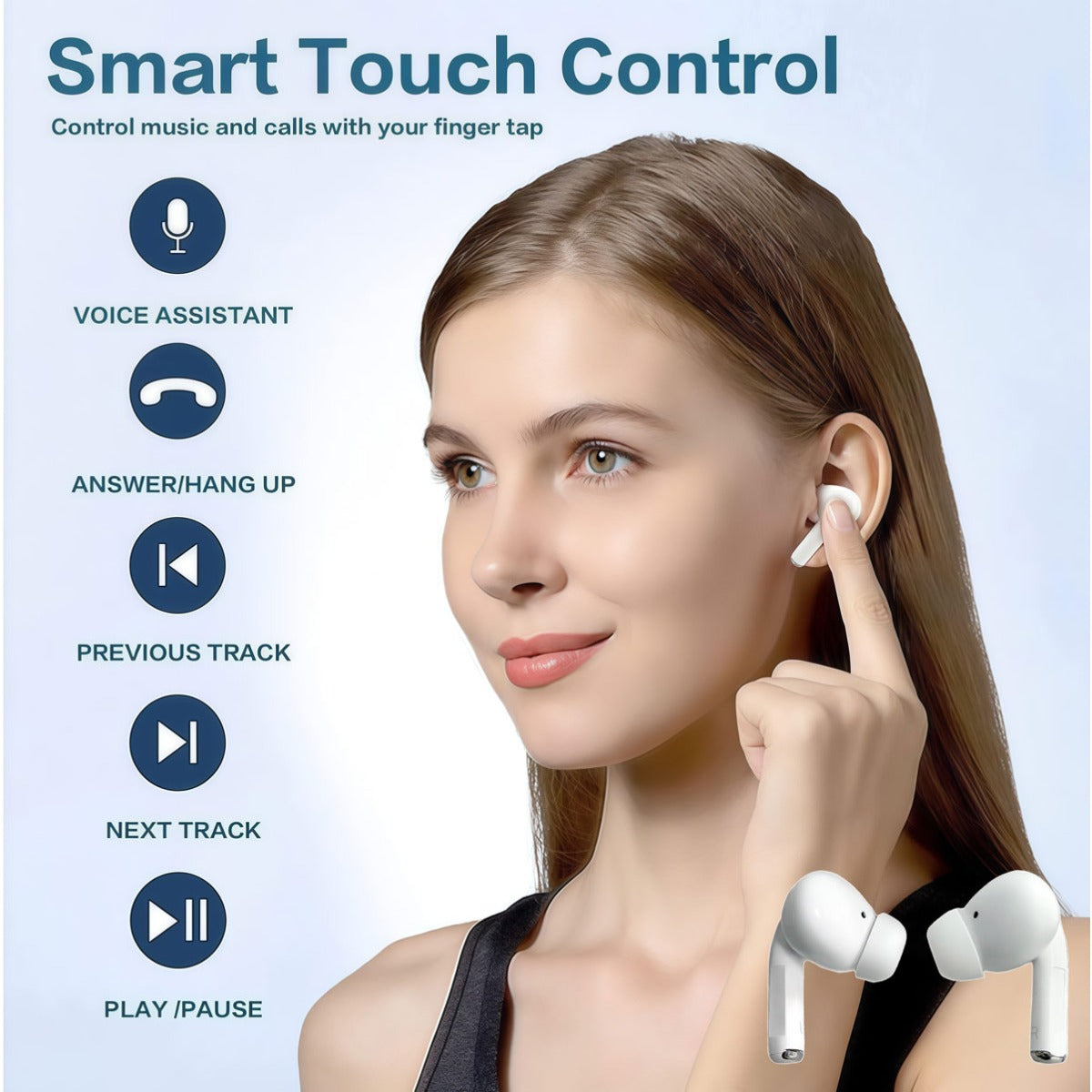 Wireless Earbuds, 2026 Wireless Ear Buds Wireless Earphones, Wireless Headphones Compatible with TWS 6.0/5.4/5.1/5.0, Including Charging Case, with Microphone, Ideal for Smartphones, Laptops, And Sports Activities