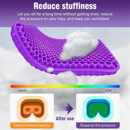 Gel Seat Cushion, Breathable Honeycomb Design Egg Gel Cushion, 3Rd Generation Upgraded Double Thick Egg Gel Cushion for Pressure, Breathable Wheelchair Chair Pads for Car Seat Office Chair, Best Gifts