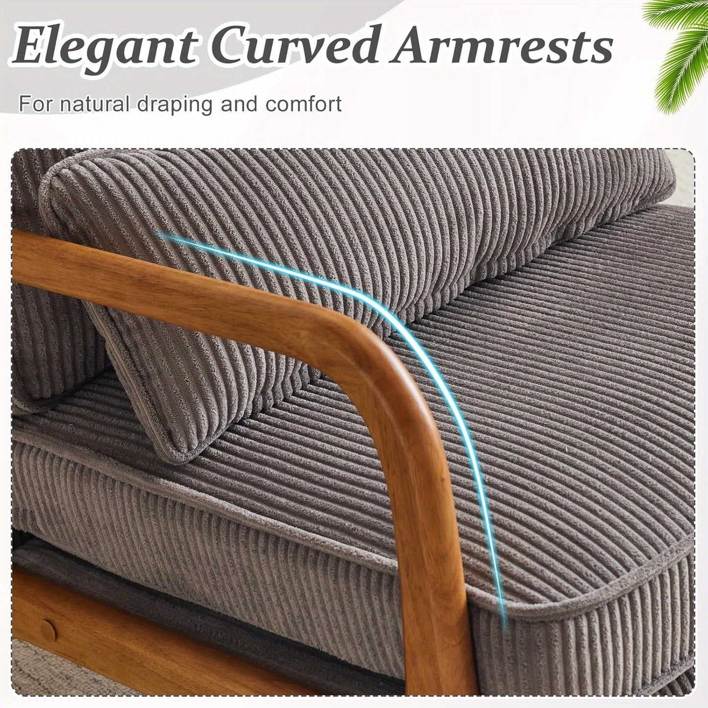 Mid-Century Modern Cloud Accent Armchair with Lumbar Pillow, 16Cm Thick Seat Cushion Cozy Lounge Chair, Wooden Armrests for Bedroom, Living Room, Reading Room