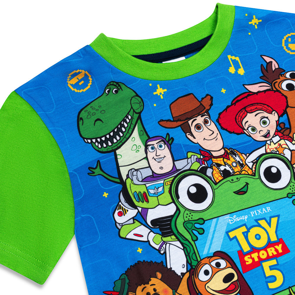 Disney Toy Story Boys Pyjamas, Kids Short Summer PJs Set, Buzz Lightyear Woody Rex Toy Story Nightwear Toddler Pyjama Set Ages 18 Months to 7 Years