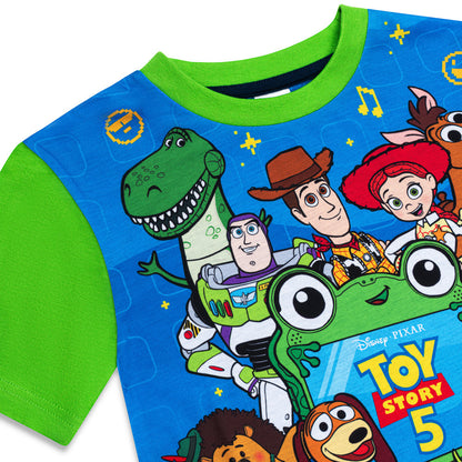 Disney Toy Story Boys Pyjamas, Kids Short Summer PJs Set, Buzz Lightyear Woody Rex Toy Story Nightwear Toddler Pyjama Set Ages 18 Months to 7 Years