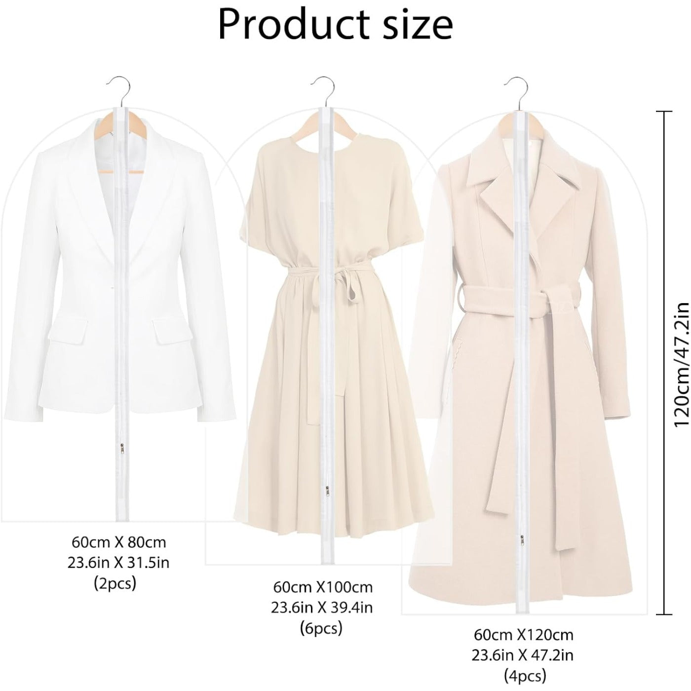 12 Pack Dress Bags Garment Bags Clothes Bags with Zipper