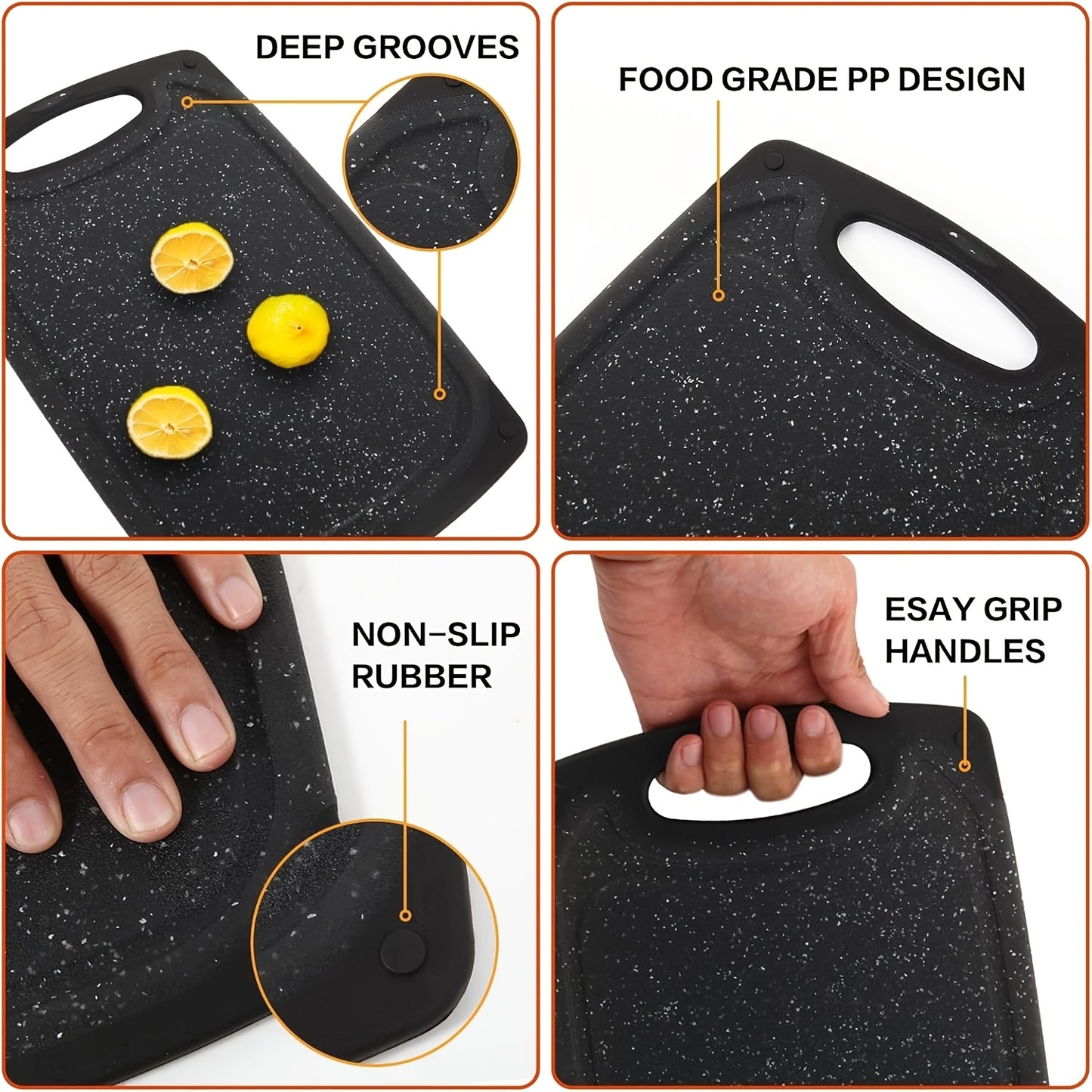 3-piece/13-piece/18-piece/28-piece Cutting Board Set (includes 15 S-shaped hooks, 10 measuring cups, and 10 measuring spoons), Kitchen Plastic Cutting Board, Non-slip Cutting Board with Handle, Juicing Groove and Grinding Groove, Suitable for Meat