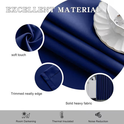 2pcs Premium Blackout Pencil Pleat Curtains – Heavy Duty Thermal Insulated Window Drapes with Matching Ties, Noise Reducing, Energy Saving & UV Blocking, Perfect for Bedroom & Living Room