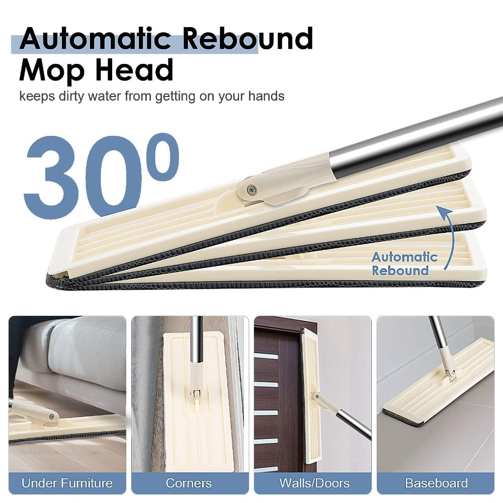 360° Flat Squeeze Microfiber Mop and Bucket Set Floor Mop and Bucket System Set Mop Home Floor Tiles Cleaning Wet Dry Cleaning Buckets for Floor Cleaning
