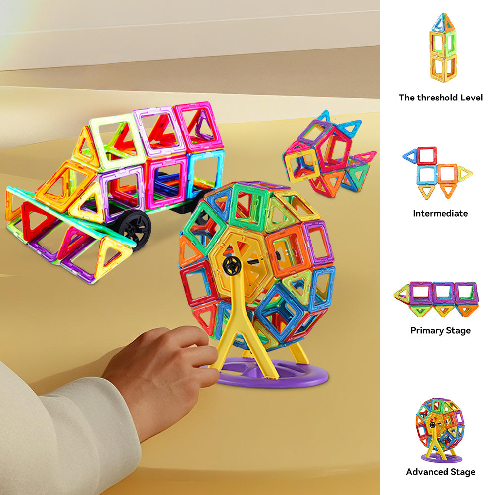 118pcs Magnetic Building Blocks Set - Large Construction Toys | Educational Magnet Toy with Storage Box, Multicolor Geometric Shapes for Learning & Birthday Gifts