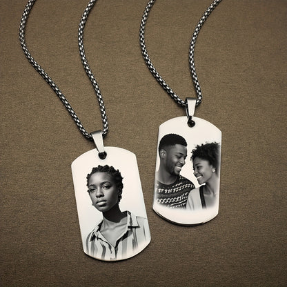 Custom Photo Dog Tag Pendant Necklace Personalized Engraved Text Gift for Lovers Fashion Style Unisex Ideal for Mother'S Day And Father'S Day