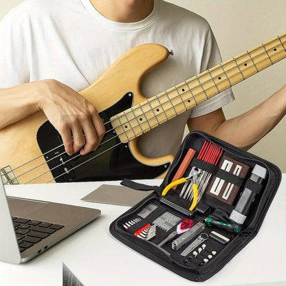 Guitar Maintenance Tools Kit – Guitar Repair & Cleaning Kit with String Winder, Cutter, Fret Files, Screwdriver – Guitar Tool Set for Acoustic, Electric, Bass Guitars for Beginners Musicians