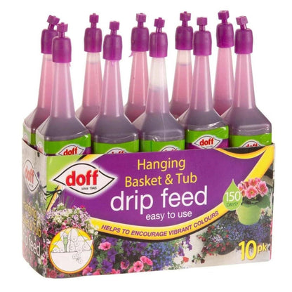 Doff Hanging Basket & Tub Drip Feed 10x30ml Bottles Fast-Acting Plant Food & Fertilizer for Healthy Growth