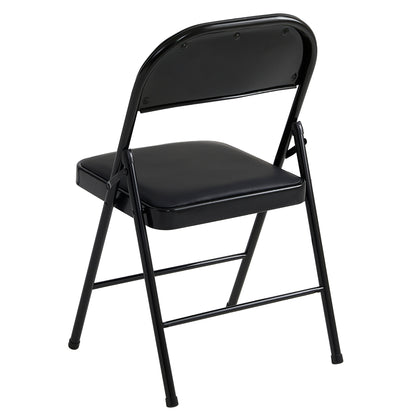 Set of 6 Folding Chairs, Faux Leather Foldable Chairs with Metal Frame and Padded Seat, Easy to Fold and Store for Home, Office, Dining and Reception