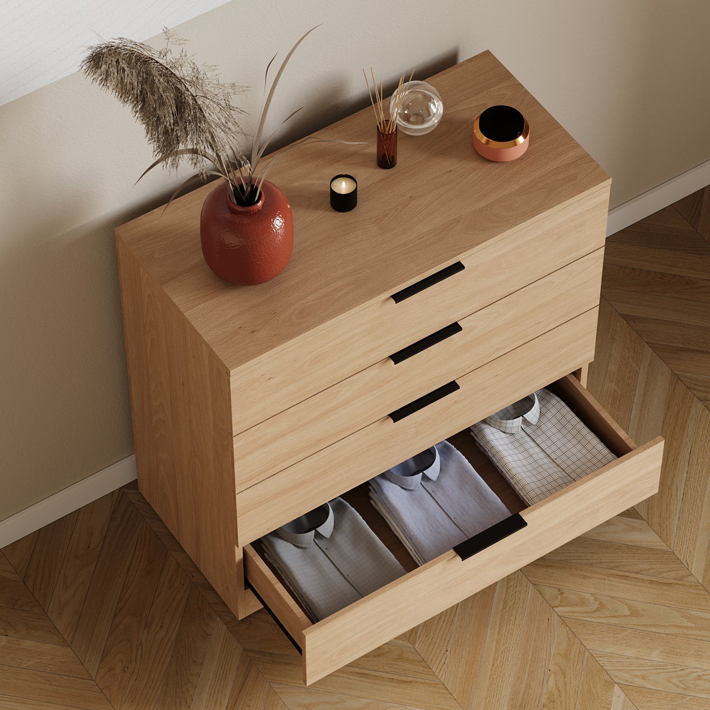Vida Designs Trega 4 Drawer Chest of Drawers Space-Saving Storage Smooth Glide Drawers Bedroom Furniture