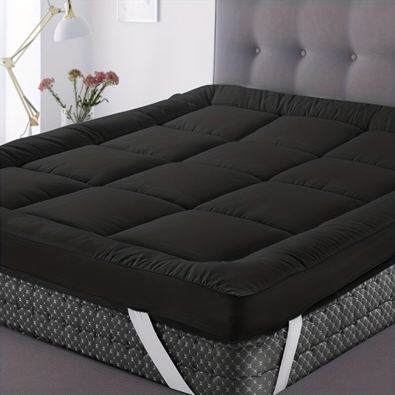 Hotel Quality Mattress Topper 10cm Deep 1200GSM Hollowfibre Overfilled Quilted Bed Pad with Elastic Corner Straps, Anti-Slip Topper for Single, Small Double, Double, King & Super King UK Beds