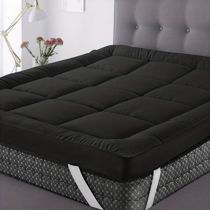 Hotel Quality Mattress Topper 10cm Deep 1200GSM Hollowfibre Overfilled Quilted Bed Pad with Elastic Corner Straps, Anti-Slip Topper for Single, Small Double, Double, King & Super King UK Beds