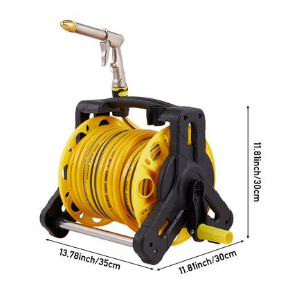 Complete Watering Kit/ Garden Hose Reel Trolley Portable With 20-50M Hose Pipe, Sprinkler Gun & Connector - Heavy Duty Watering System for Outdoor/Lawn/Car Wash (Yellow)