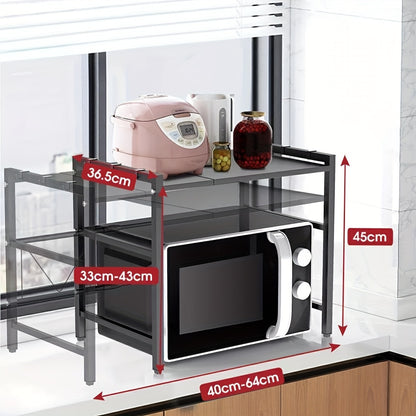 2 Tier Expandable Microwave Oven Rack Stand Storage Holder Kitchen Corner Microwave Shelf