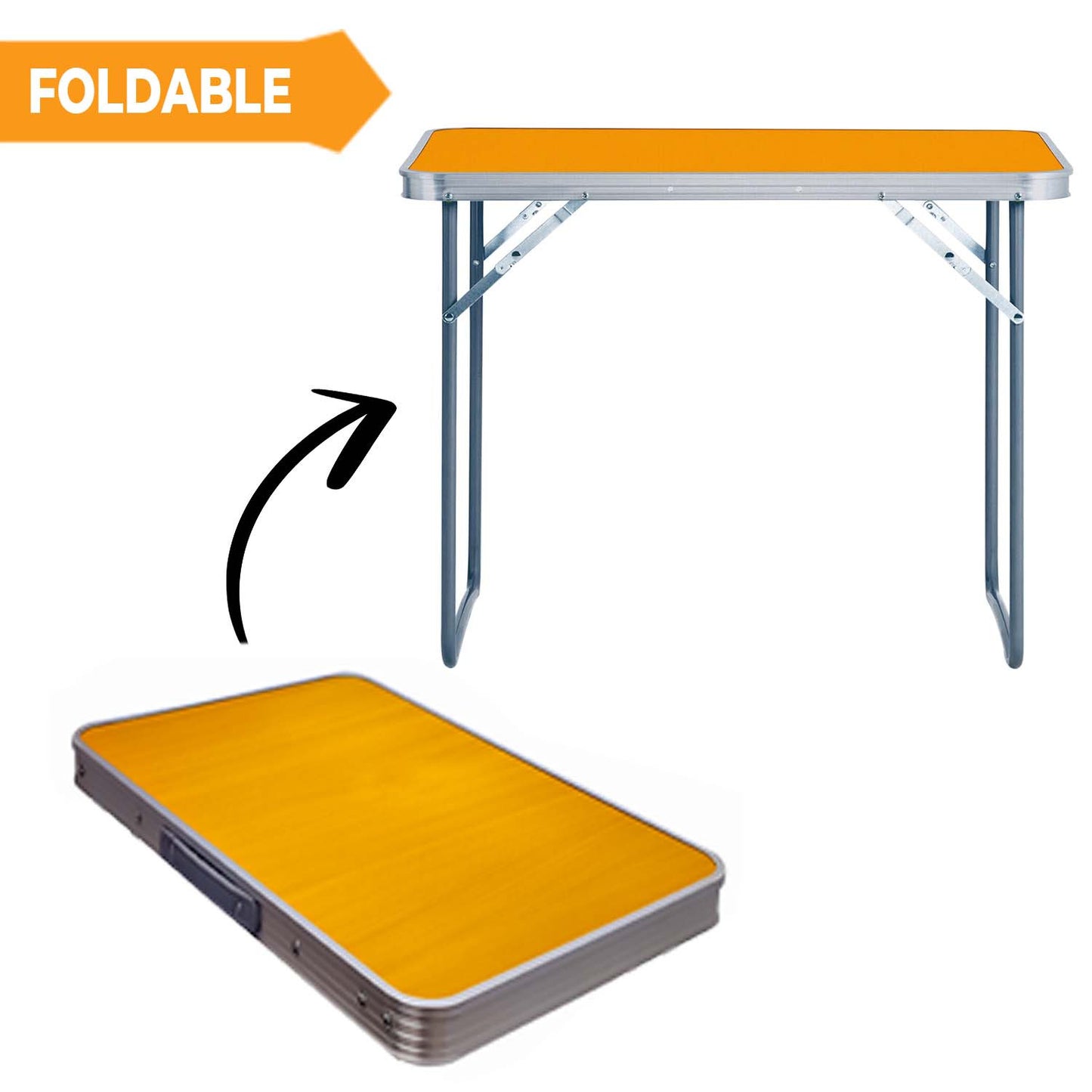 2.3ft Aluminum Folding Picnic Table | Lightweight & Portable Camping Table | Adjustable Height Outdoor Trestle Table for BBQ, Garden, Travel, & Events – Sturdy & Compact