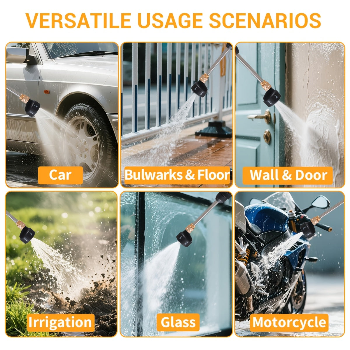 Wireless High-pressure Cleaning Machine, Equipped with 6-in-1 Nozzle And 2X Rechargeable Battery, Household Vehicle Cleaning Water Gun Tool, Suitable for Cleaning Yards, Gardens And Green Plants, Portable Car Washing Tool