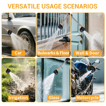 Wireless High-pressure Cleaning Machine, Equipped with 6-in-1 Nozzle And 2X Rechargeable Battery, Household Vehicle Cleaning Water Gun Tool, Suitable for Cleaning Yards, Gardens And Green Plants, Portable Car Washing Tool
