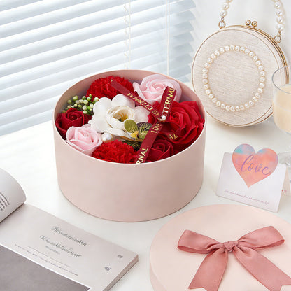 Bath Soap Gift Box, Artificial Flower Bouquet, card, Scented Rose Petal Gift for Valentine'S Day Anniversary, Christmas, Birthday Gift for Women, Girlfriend, Wife