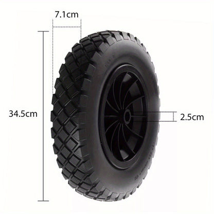 14 Inch Wheelbarrow Wheel Solid Tyre 350mm Heavy Duty 120kg Replacement Wheel for Garden Trolley Barrow Cart 16mm Axle UK