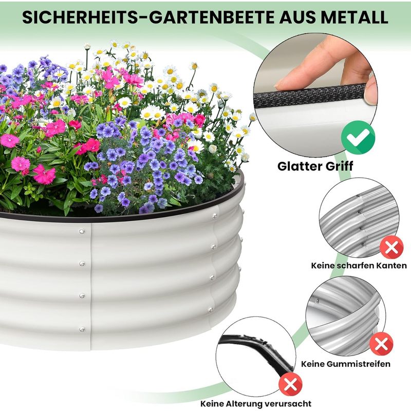 Galvanized Raised Garden Bed, Round Metal Planter Box with Open-Bottom Design, Heavy-Duty Steel Outdoor Flower Bed for Vegetables, Herbs, and Succulents, Easy Installation
