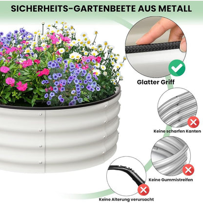 Galvanized Raised Garden Bed, Round Metal Planter Box with Open-Bottom Design, Heavy-Duty Steel Outdoor Flower Bed for Vegetables, Herbs, and Succulents, Easy Installation