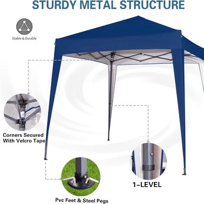 Pop-up Gazebo 2m x 2m With Sides Silver Protective Layer Waterproof Marquee Canopy
