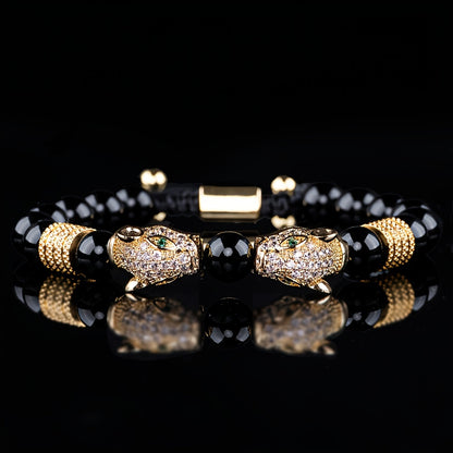New Trend in Men'S Bracelets Featuring Braided Design, Pave CZ, Double Leopard Head, Enamel, And Jewelry for Men